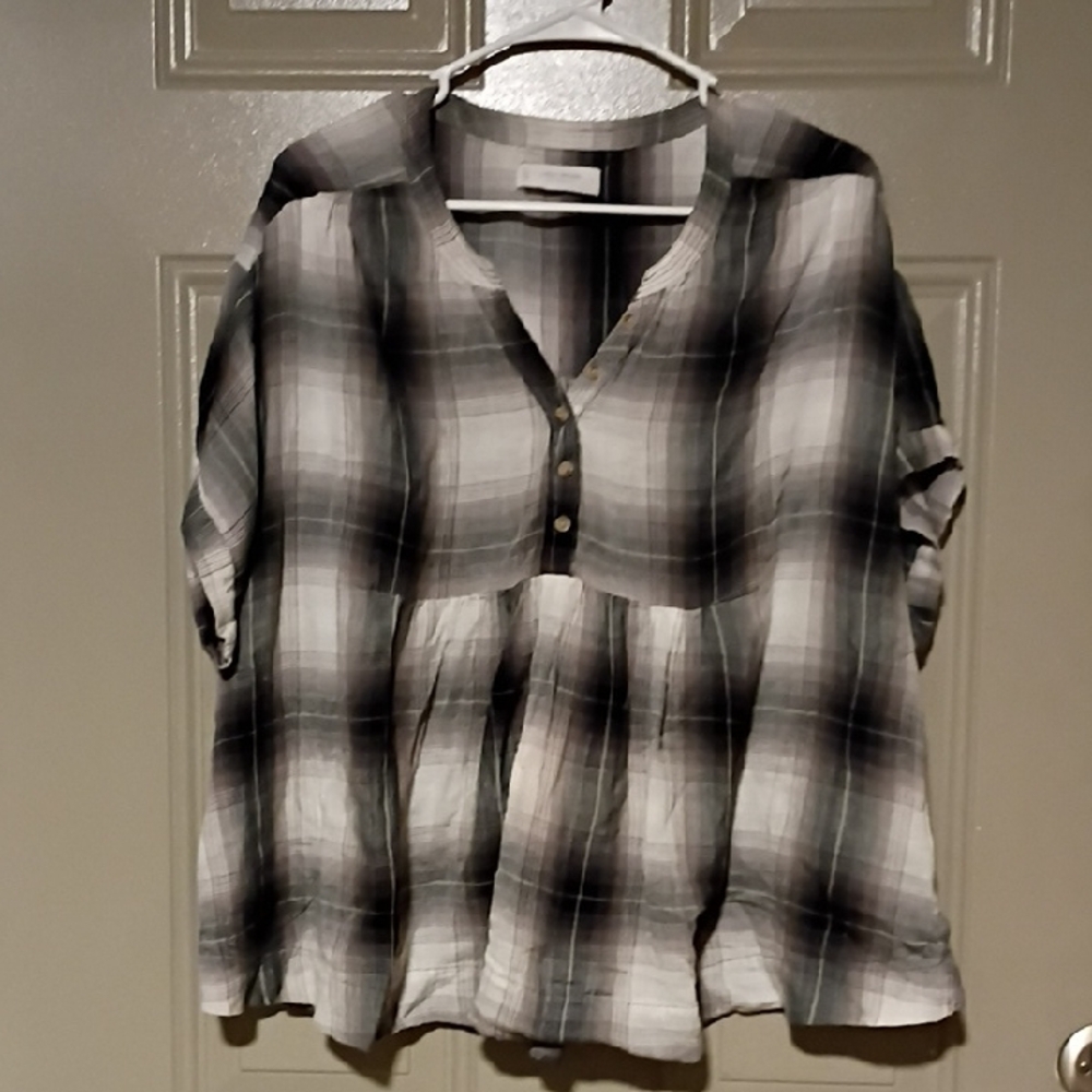 Lucky Brand Plaid Button-Up Women's Top Size L